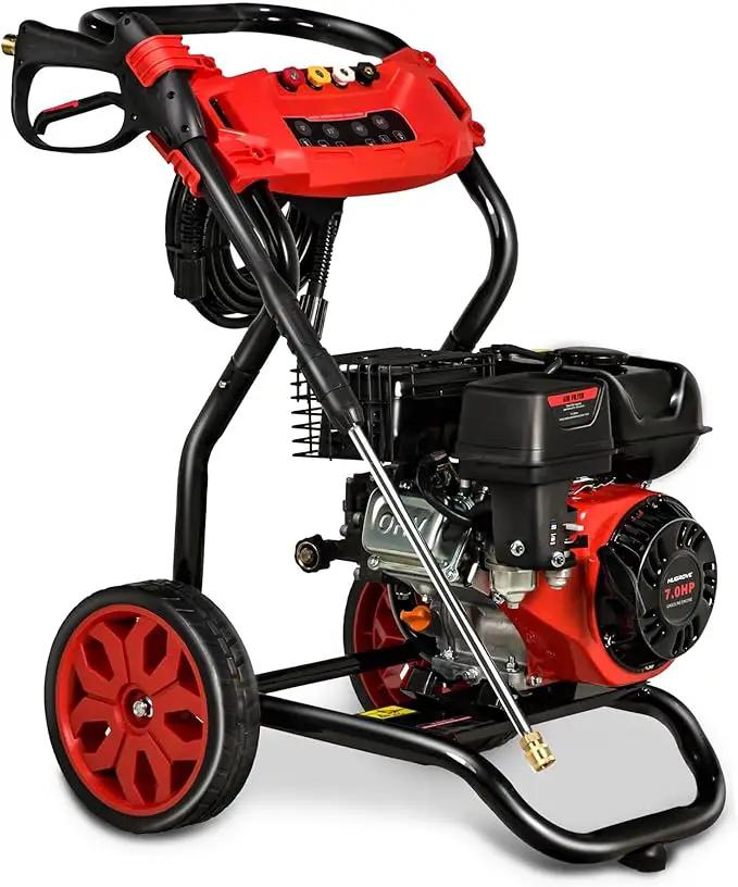 Gas Pressure Washer, 3950 PSI and 2.6 GPM, 7HP Engine with Copper Pump, 25FT Hose and Foam Cannon, 4 Nozzles, for Cars, Driveways, Fences by GreenHaven Gardens