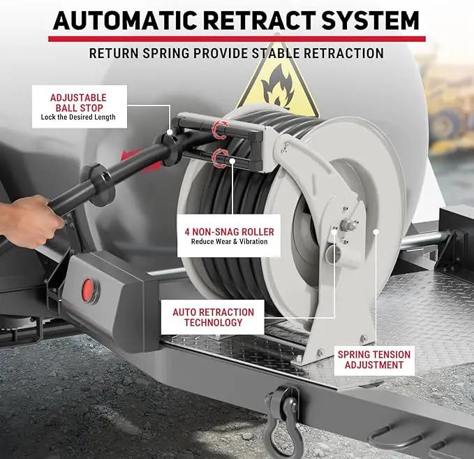 Fuel Hose Reel, 1" x 33' Diesel Fuel Reel with Refueling Nozzle, 300 PSI Heavy-duty Steel Construction Used for Aircraft Ship Vehicle Tanker Truck by GreenHaven Gardens