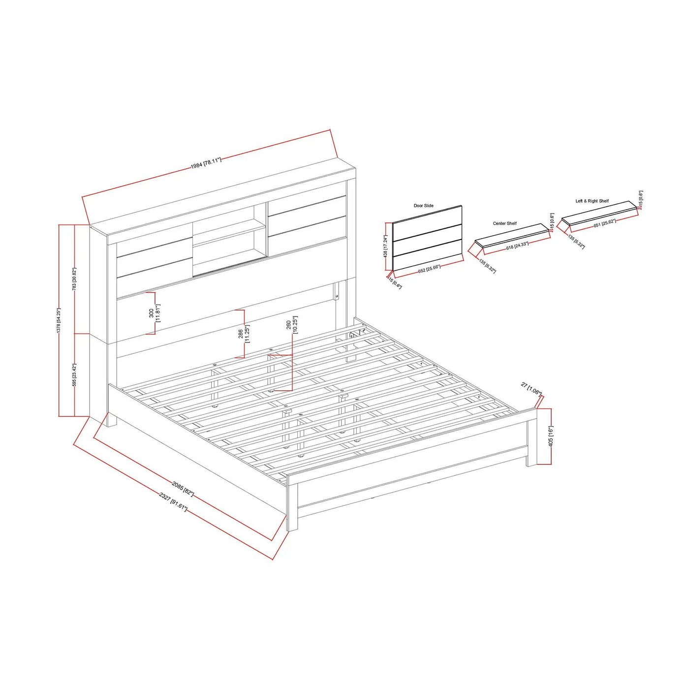 Soluto - Bed With Bookcase Headboard by Unique Piece Furniture