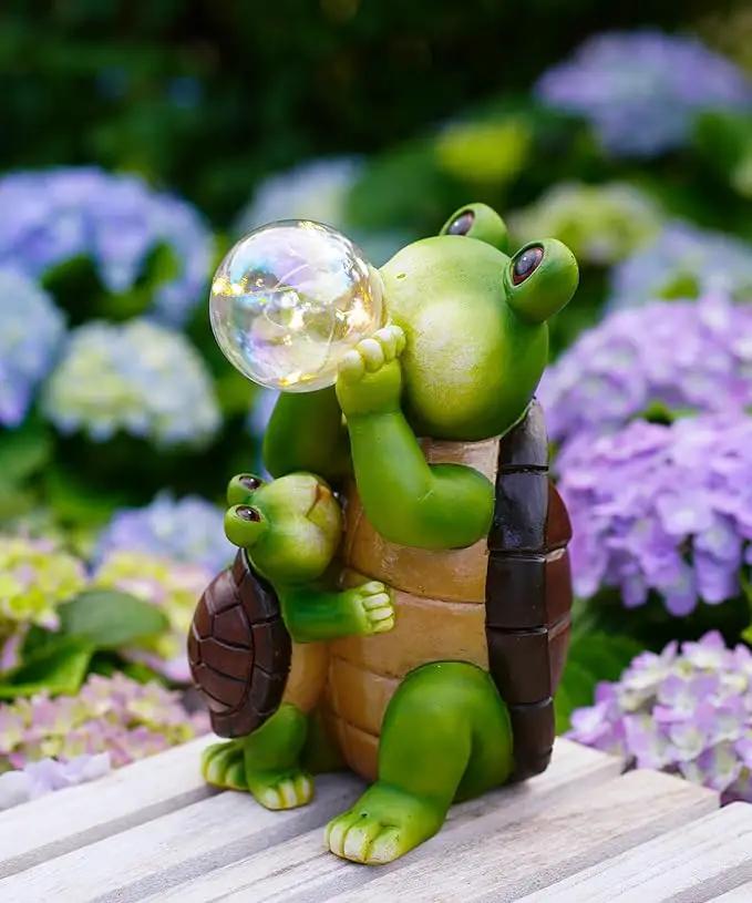 Solar Turtle Statues for Garden Decor: Outdoor Sculpture with Bubble Light for Ornament Yard Art Lawn Porch Patio Balcony - Unique Gifts Women Mom by GreenHaven Gardens