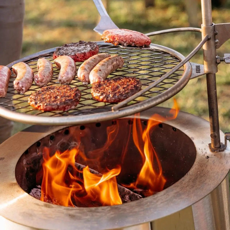Breeo Smokeless Fire Pit to-Go Bundle (Y Series Stainless Steel, Outpost Grill & to Go Case) | 21 inch Smokeless Firepit for Outside | Ideal for Families by GreenHaven Gardens