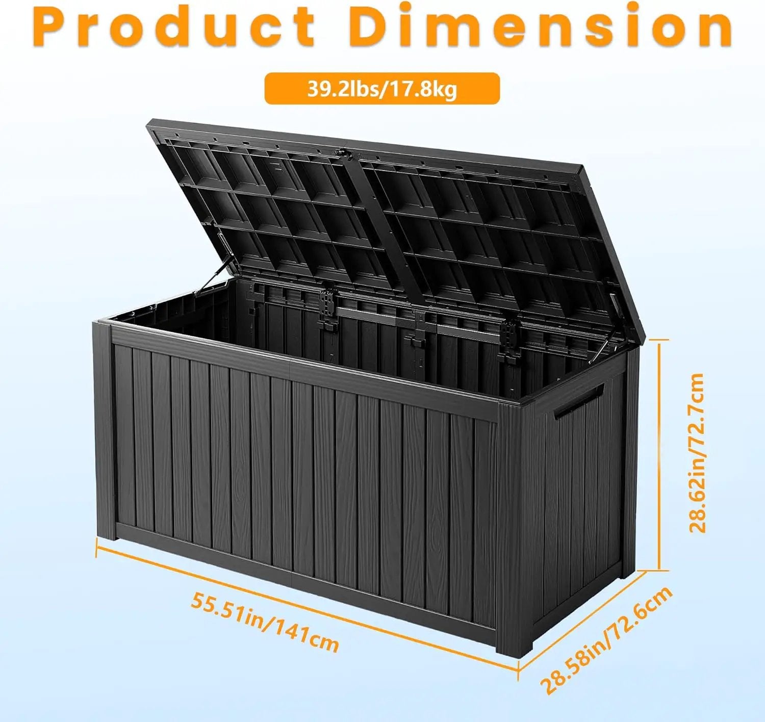 200 Gallon Waterproof Large Resin Deck Box Indoor/Outdoor Lockable Storage Container and Seating for Garden, Pool, and Patio (200 Gallon, Black) by GreenHaven Gardens