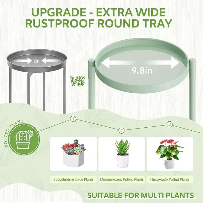 iDavosic.ly 5 Tier Large Plant Stand Indoor, 10 Inch Wide Corner Tall Metal Plant Stands Outdoor for Multiple Plants, Folding Tiered Flower Display Holder Rack Shelf, Light Green by GreenHaven Gardens