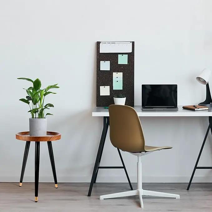 Plant Stand Indoor,Mid Century Walnut Wood Plant Table, Heavy Duty Metal Tall Flower Pot Stand,Modern Round Small Side End Table with Raised Design(12"x17") (2, 12 x 17 in) by GreenHaven Gardens