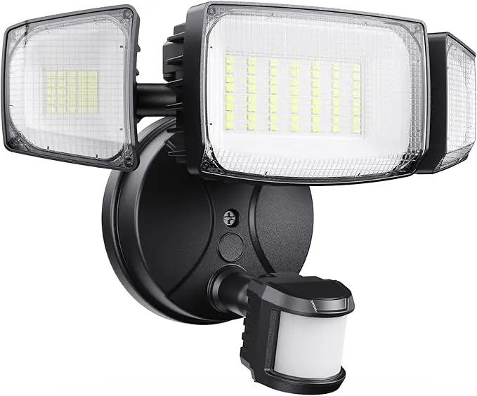 Olafus 80W Motion Sensor Outdoor Lights, 8000lm Hardwired Motion Flood Light Dusk to Dawn, IP65 Waterproof LED Security Floodlights, 6500K Motion Detector Lights for Outside, Black by GreenHaven Gardens