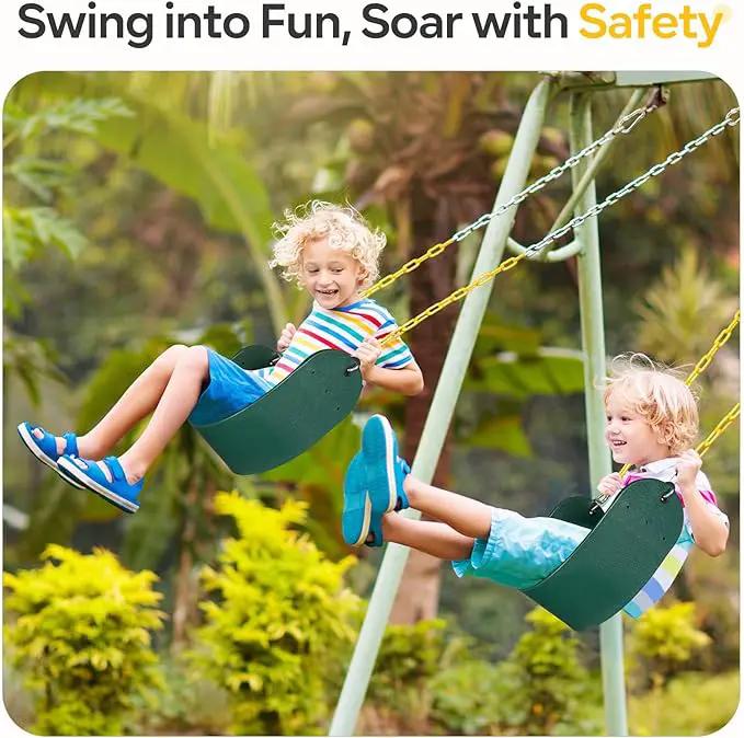 Decorlife 2 Pack Outdoor Swings Seats with 66" Rust-Resistant Heavy Duty Chain, Playground Swing Set Accessories Replacement Anti-Slip Seats, Backyard Swing Support 330lb for Kids or Adults (Green) by GreenHaven Gardens