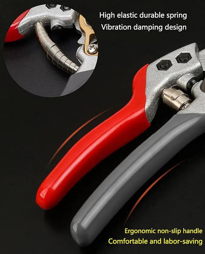 Garden Shears, Japanese labor-saving Garden Scissors, Pruning Shears and Garden Secateurs for Woman and arthritis weak, Professional Branch scissors(Red-grey) by GreenHaven Gardens