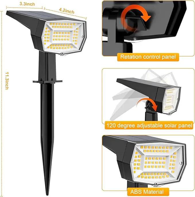 Fabrito 72 LEDs Solar Spot Lights Outdoor Waterproof, 3 Modes Landscape Spotlights, Dusk to Dawn Solar Powered Flood Wall Lights for Outside, Solar Garden Lights for Yard Porch 10 Pack (Warm White) by GreenHaven Gardens