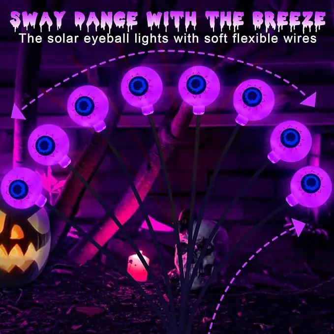 Solar Eyeball Lights Outdoor Waterproof 4 Pack 32 LED Halloween Eyeball Lights 8 Modes Scary Eyeballs Swaying Lights Eyeballs Halloween Decoration for Outside Yard Garden Party Decor (Purple) by GreenHaven Gardens