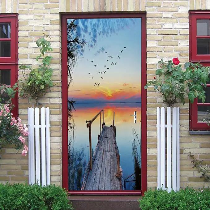 3D Door Stickers Murals - Peel and Stick - PIER - Wallpaper Self-Adhesive Decals - Removable PVC Waterproof Door Poster - Bedroom, Living Room - 37.4" x 82.7" by GreenHaven Gardens