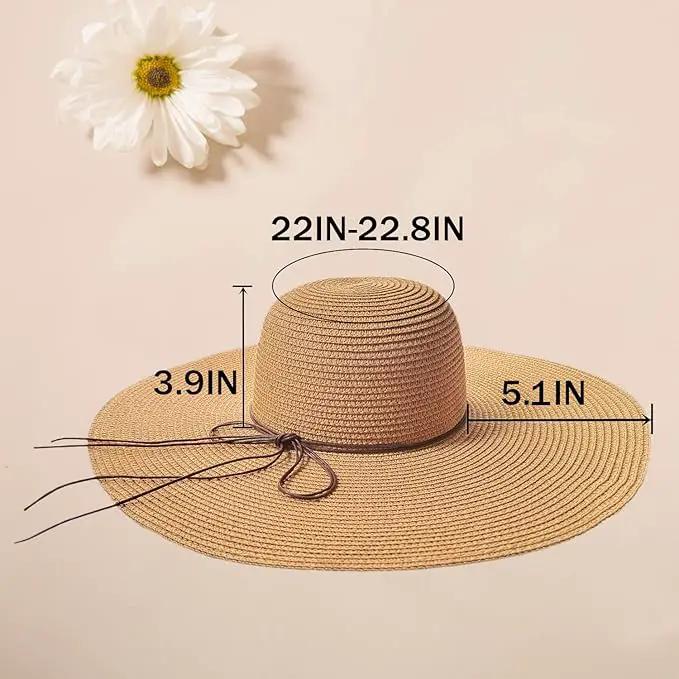 Floppy Big Beach Straw Hats for Women Foldable Summer Wide Brim Packable Sun Hat Womens Travel Straw Fedora Hat by GreenHaven Gardens