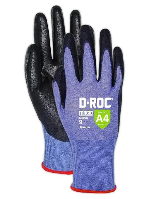MAGID D-ROC ANSI A4 AeroDex Polyurethane Palm Coated Work Gloves, 1 Pair, Size 11/2XL, GPD482 by GreenHaven Gardens