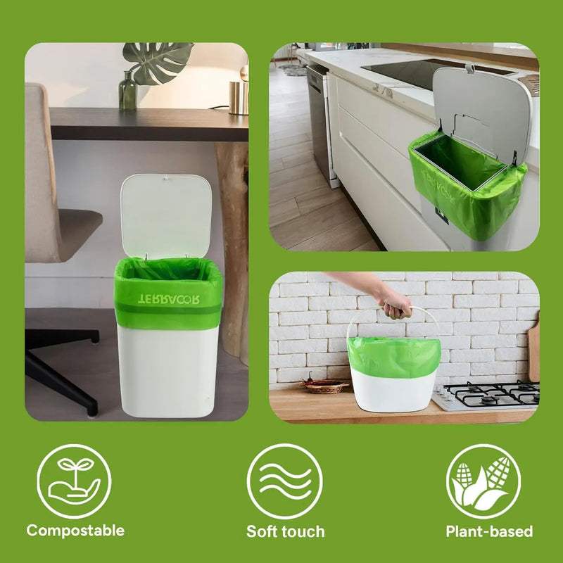 1.3 Gallon Compostable Trash Bags, 35 Bags Compost Bags for Countertop Bin, BPI Certified and Meet The ASTM D6400 Standard，Compostable Trash Bags in Dispenser Packs by GreenHaven Gardens