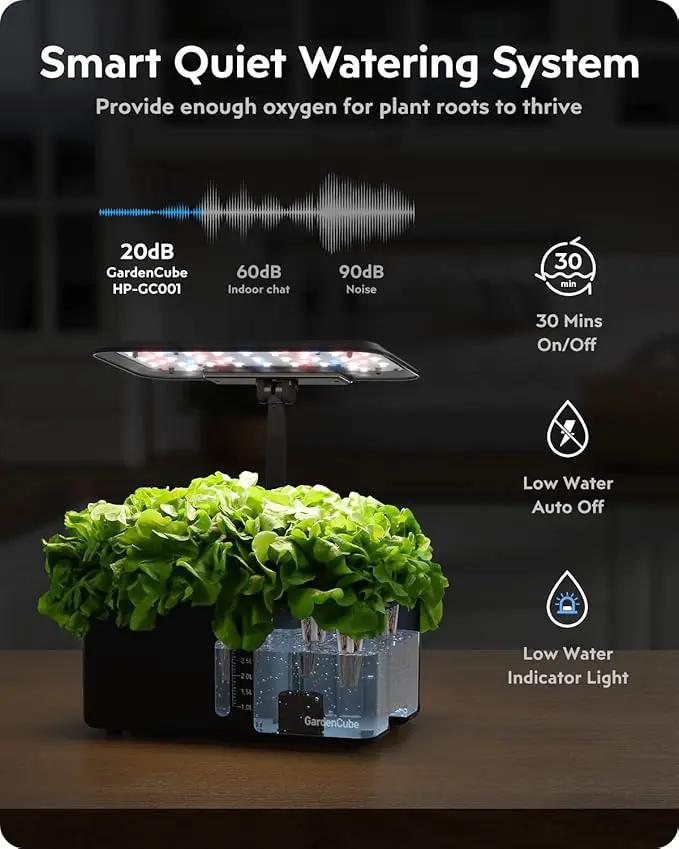 Hydroponics Growing System Indoor Garden: Herb Garden Kit Indoor with LED Grow Light Quiet Smart Water Pump Automatic Timer Healthy Fresh Herbs Vegetables - Hydroponic Planter for Home Kitchen Office by GreenHaven Gardens