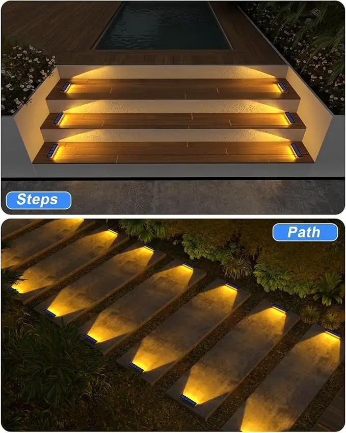 Solar Step Lights for Outside,6 Pack Solar Stair Lights Outdoor Waterproof,Warm White Deck Light Solar Powered Waterproof for Steps,Stairs,Walkway,Sidewalk,Patio,Pathway by GreenHaven Gardens