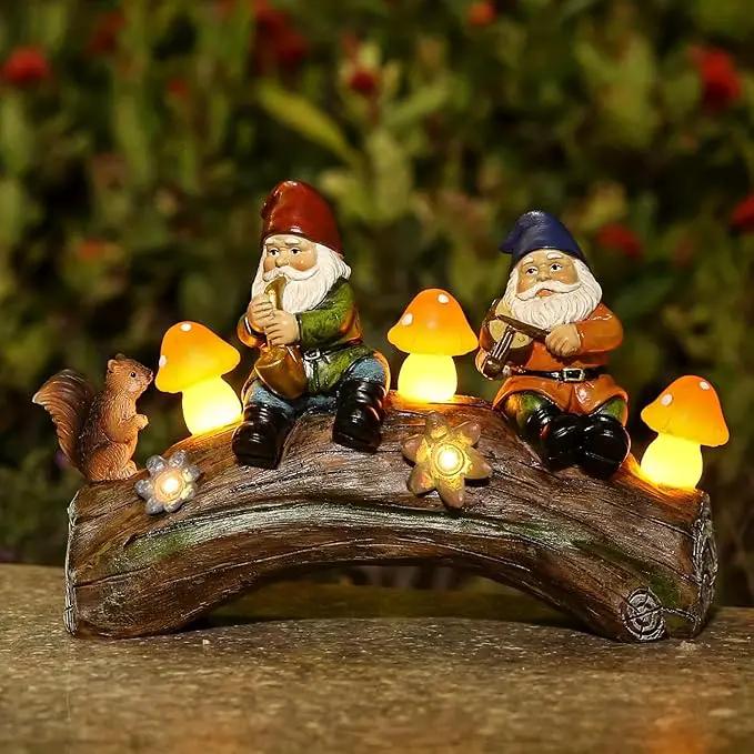 Funny Garden Gnome Statue Solar Powered Mushroom Figurine with Squirrel Gnome Durable Resin Outdoor Decoration for Patio Yard Lawn Ornament Housewarming Gift by GreenHaven Gardens