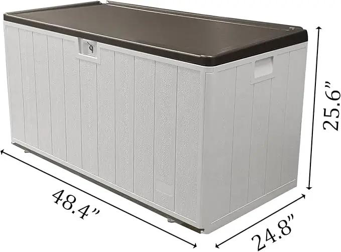Premium Pro Edition 110 Gallon Lockable Resin Deck Box, Waterproof & UV-Resistant Outdoor Storage Box for Outdoor Cushion Storage, Garden Tools & Pool Accessories Storage, White by GreenHaven Gardens