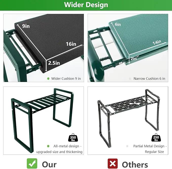 seasky Foldable Garden Kneeling and Seat,Anti-Tipping Garden Stool Widened Thick Soft Kneeling Pad, Heavy Duty Gardening Stool with Garden Tool Bag,Gardening Gift for Women(Without Gloves) by GreenHaven Gardens