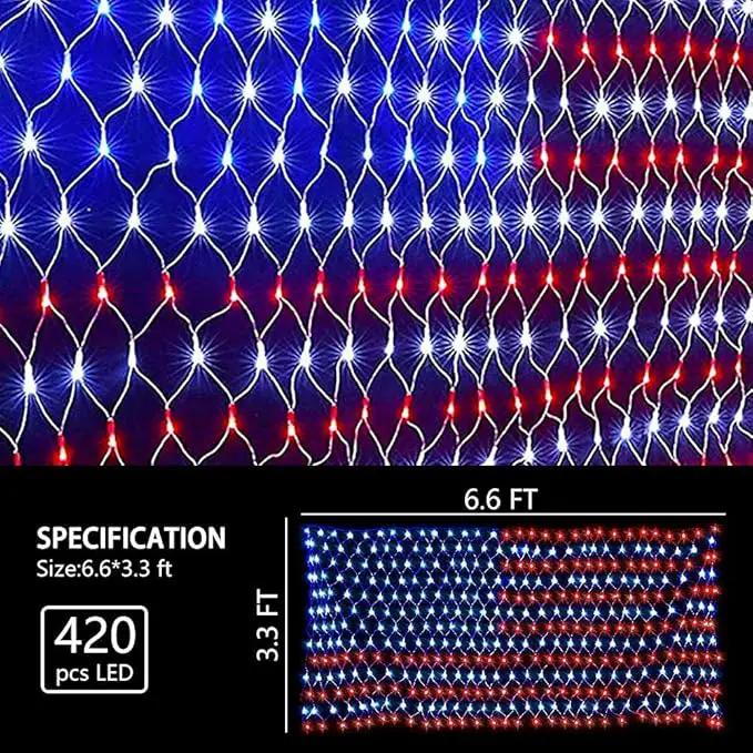 American Flag Light, 420 Super Bright LEDs Net Light Waterproof US for Independence Day July 4th, Yard, Garden Patio Yard Holiday Decoration by GreenHaven Gardens