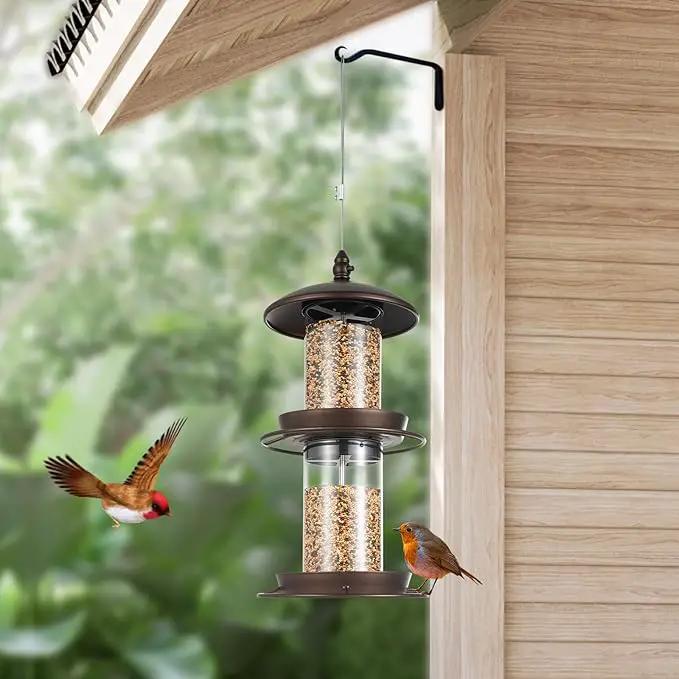 Backyard Expressions 2-Tier Bird Feeder with Sure-Lock Cap and Hanging Hook, Wild Bird Feeders - 4.5 lb Seed Capacity by GreenHaven Gardens
