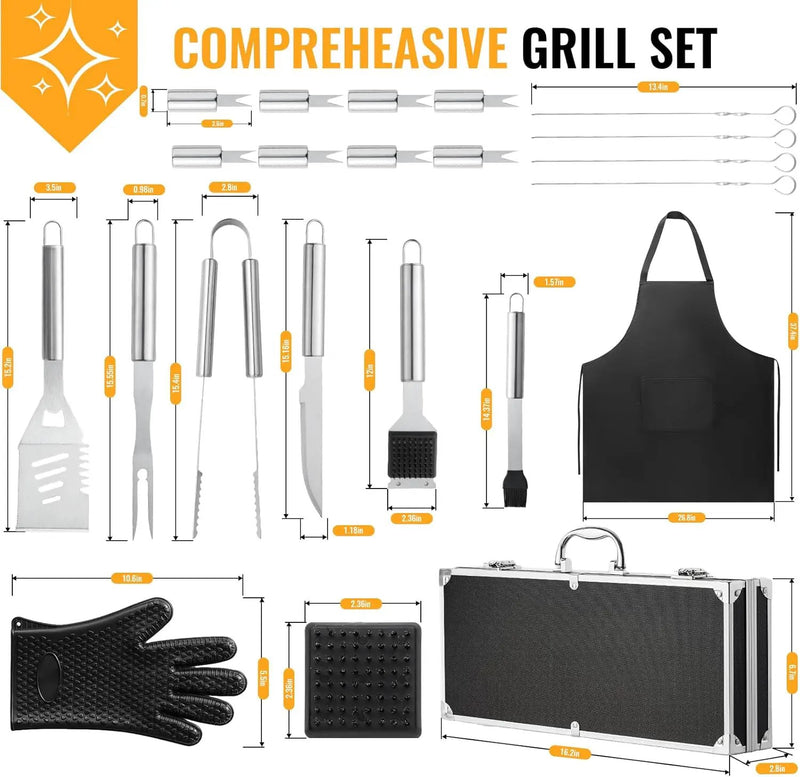 22Pcs Grilling Accessories, BBQ Accessories with Aluminum Case, Stainless Steel Grill Set Tools for Outdoor Camping&Barbecue, Grilling Gifts for Men Dad Fathers Day by GreenHaven Gardens