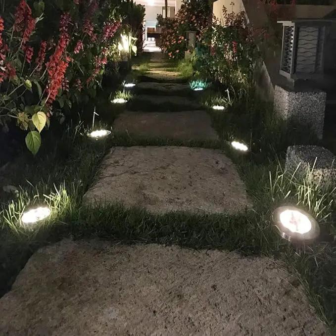 ZGWJ Solar Ground Lights, 8 LED Garden Lights Disk Outdoor Waterproof Landscape for Yard Walkway Patio Lawn Driveway Decoration (8 Pack Warm White) by GreenHaven Gardens