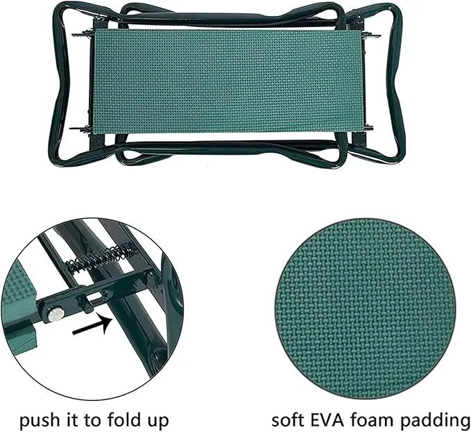 Foldable Garden Kneeler and Seat Heavy Duty Gardening Bench Soft Cushion Seat with Tool Pouch and Kneeling Pad by GreenHaven Gardens