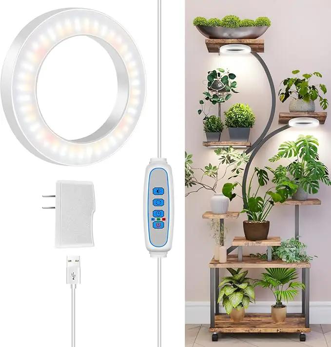 6" Ceiling Grow Lights for Indoor Plants, 84 LEDs Full Spectrum Plant Grow Light with 6/12/16H Timer, 3 Spectrum Modes, 5 Brightness Levels, Under Cabinet Halo Plant Lamp for Small Plants by GreenHaven Gardens