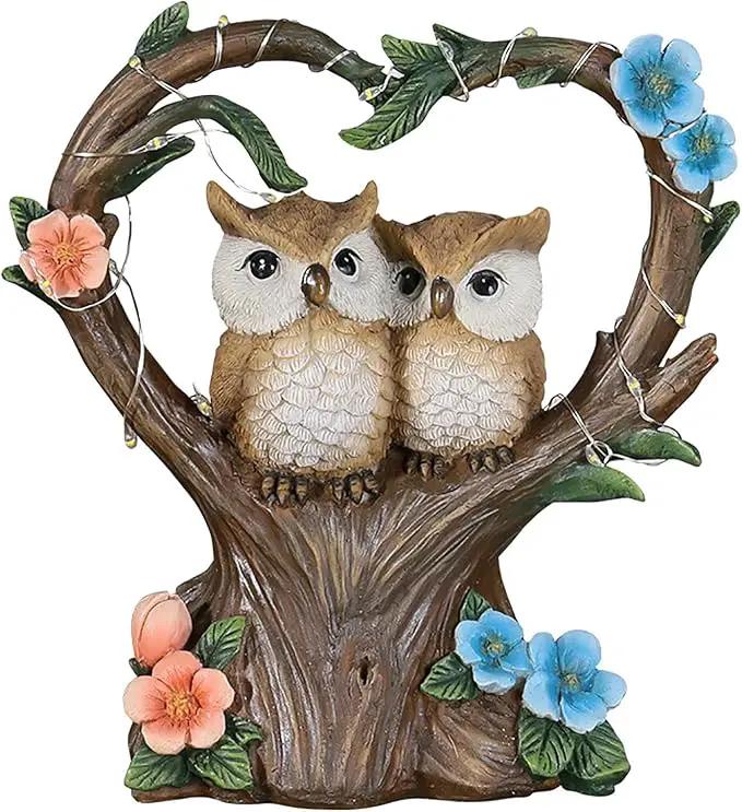 Solar Garden Owl Statue, Owl Figurines with Solar LED Lights for Garden Patio Lawn Ornaments, Indoor Outdoor Decor Waterproof Garden Gift for Owl Lovers 7'' by GreenHaven Gardens