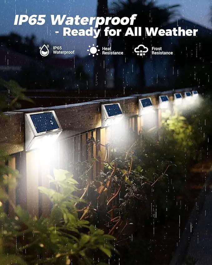 Vighrep 12-Pack Solar Motion Lights - Outdoor, Brushed Nickel, Bright Cold White, Waterproof LED Fence Lights Wireless for Wall, Yard, Steps, Stairs, Garden by GreenHaven Gardens