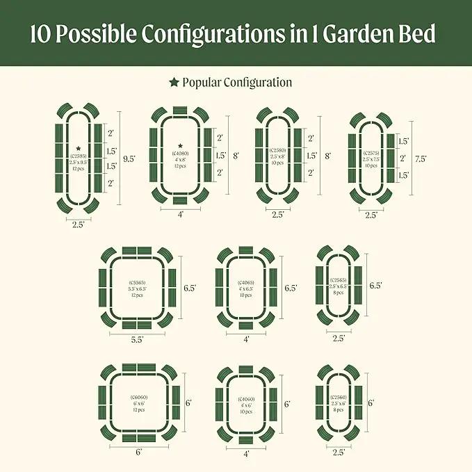 Vego garden Raised Garden Bed Kit, 17" Tall 10 in 1 Modular Raised Garden Beds Kit, Metal Planter Box for Vegetables, Flowers, Herbs, Modern Gray by GreenHaven Gardens
