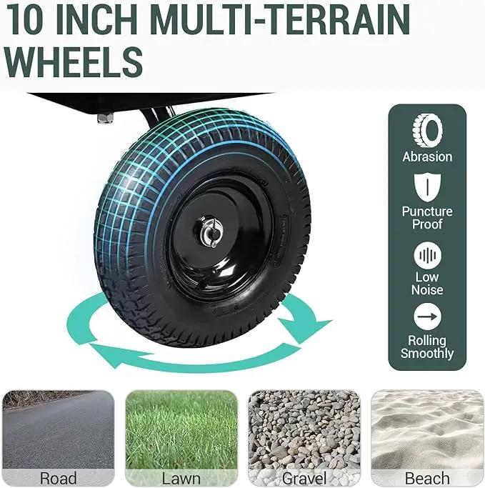 Taifa Heavy Duty 1100 Lbs Capacity Steel Garden Cart with 11.5 inch Tire, Removable Side Panels Turn Into Flatbed, Utility Cart for Yard Lawn and Farm, Metal Wagon with 180° Rotating Handle, Black by GreenHaven Gardens