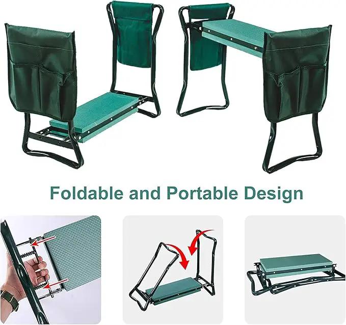 Foldable Garden Kneeler and Seat with 2 Gardening Tool Pouches Multiuse Bench with Soft Kneeling Pad,Gardening Gifts for Women Men Gardener Parent Elders Christmas by GreenHaven Gardens