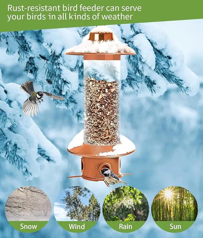 Squirrel Proof Bird Feeder for Outdoor, Gravity Sense Squirrel Proof Wild Bird Feeders for Finch Cardinal Chickadee, 4.8LB Large Capacity Hanging Birdfeeder by GreenHaven Gardens