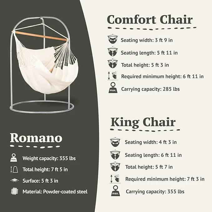 LA SIESTA - Large Comfort Habana Cotton Hammock Chair & Stand - Indoor/Outdoor Hanging Chair Swing for Bedroom, Porch, Balcony - Boho Chair - Latte by GreenHaven Gardens