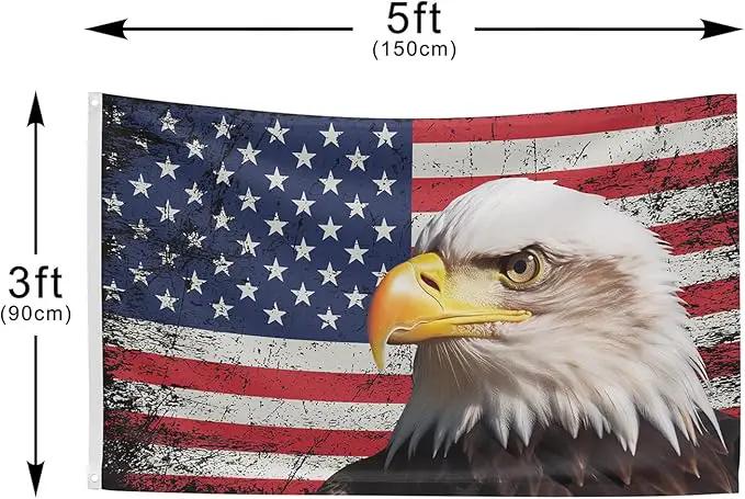American Eagle Flag 3x5 Ft Double Sided Faith Over Fear Banner, Christian American Flags for Outside Christian Banners with Brass Grommets Outdoor House Decorations Flag by GreenHaven Gardens