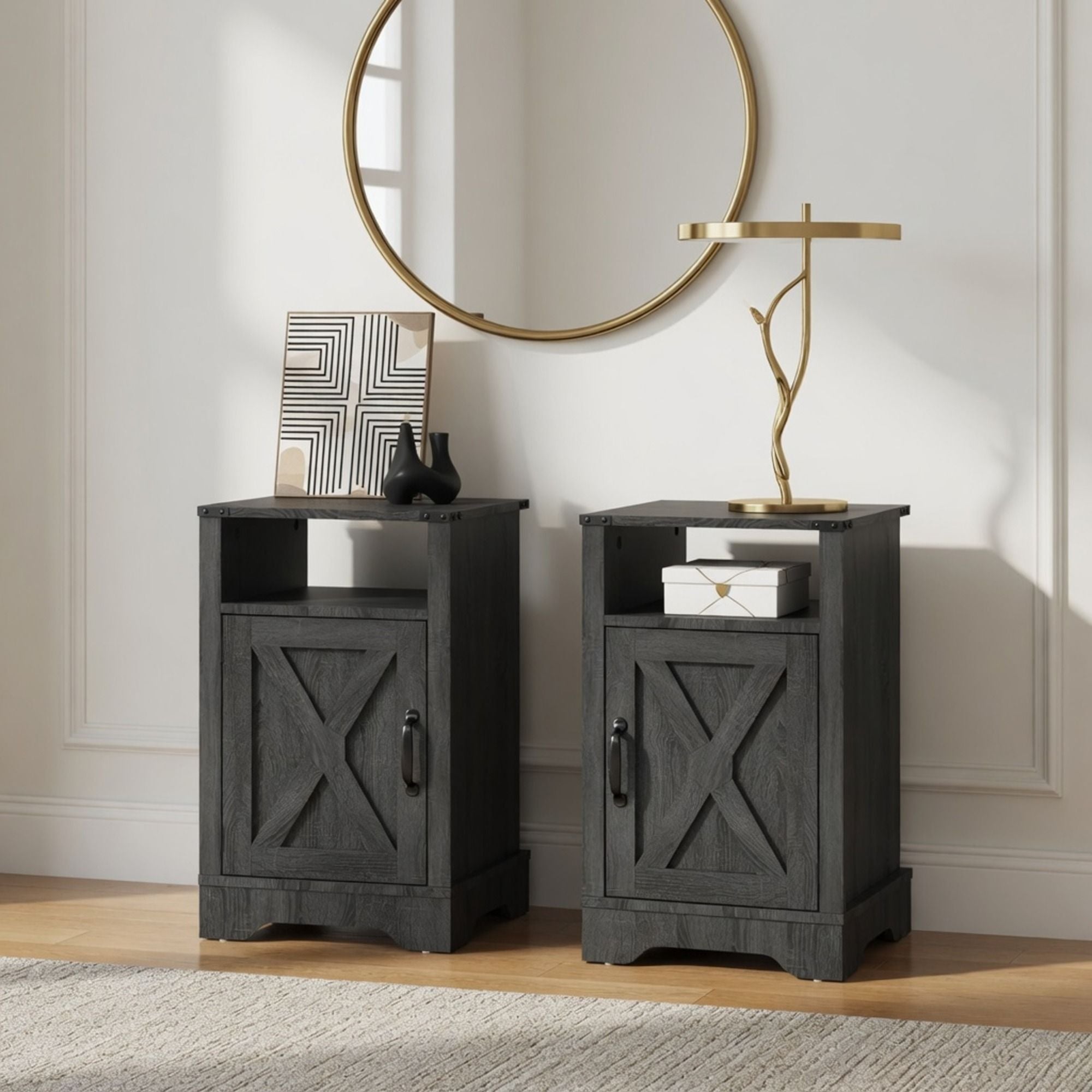 Farmhouse Nightstand, Charging Station & Storage by HouseOfZazla