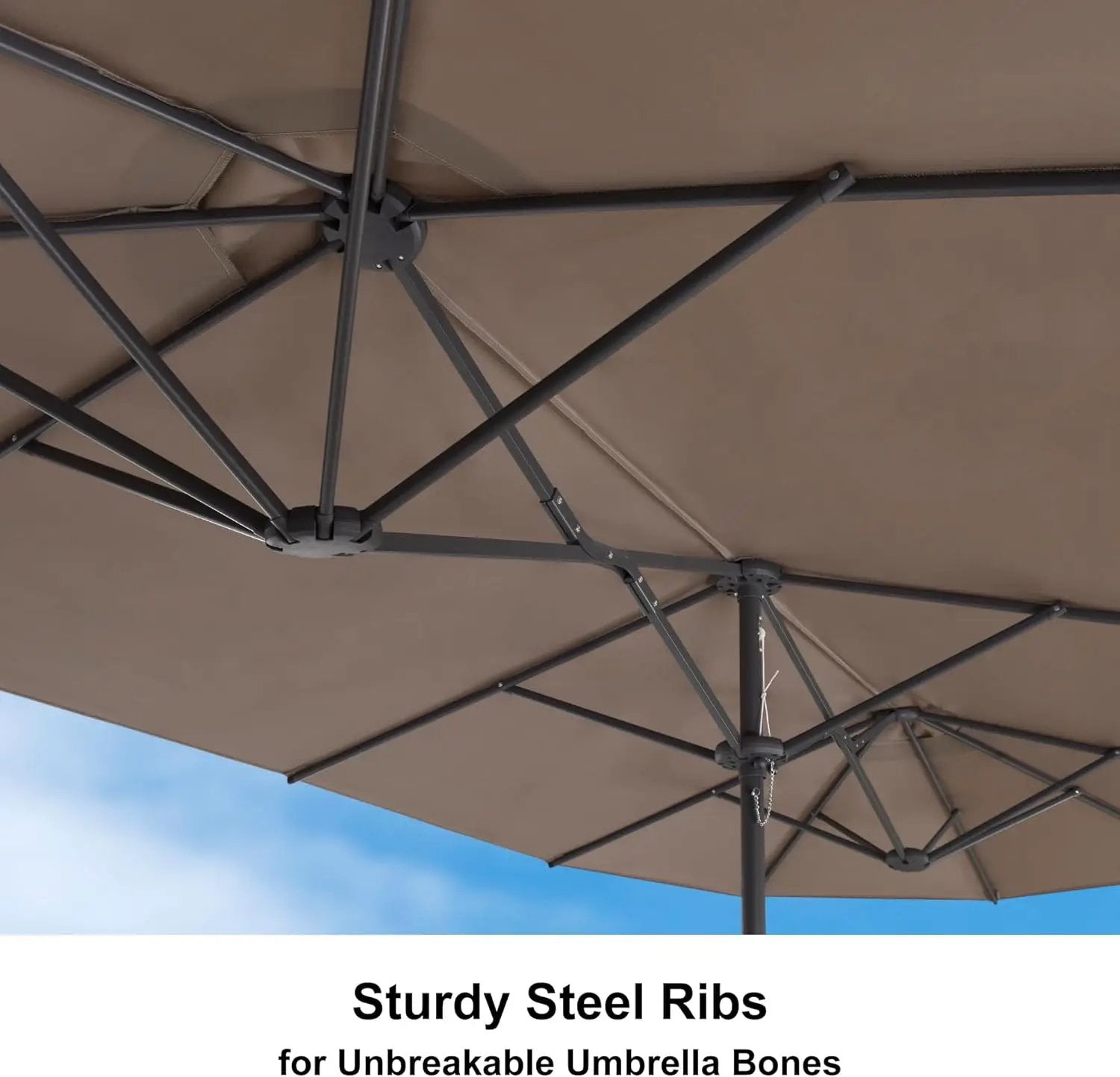 PURPLE LEAF 13ft Double-Sided Patio Umbrella with Base Included Market Rectangle Umbrella Outdoor Table Umbrella with Crank for Pool Garden Deck, Taupe by GreenHaven Gardens