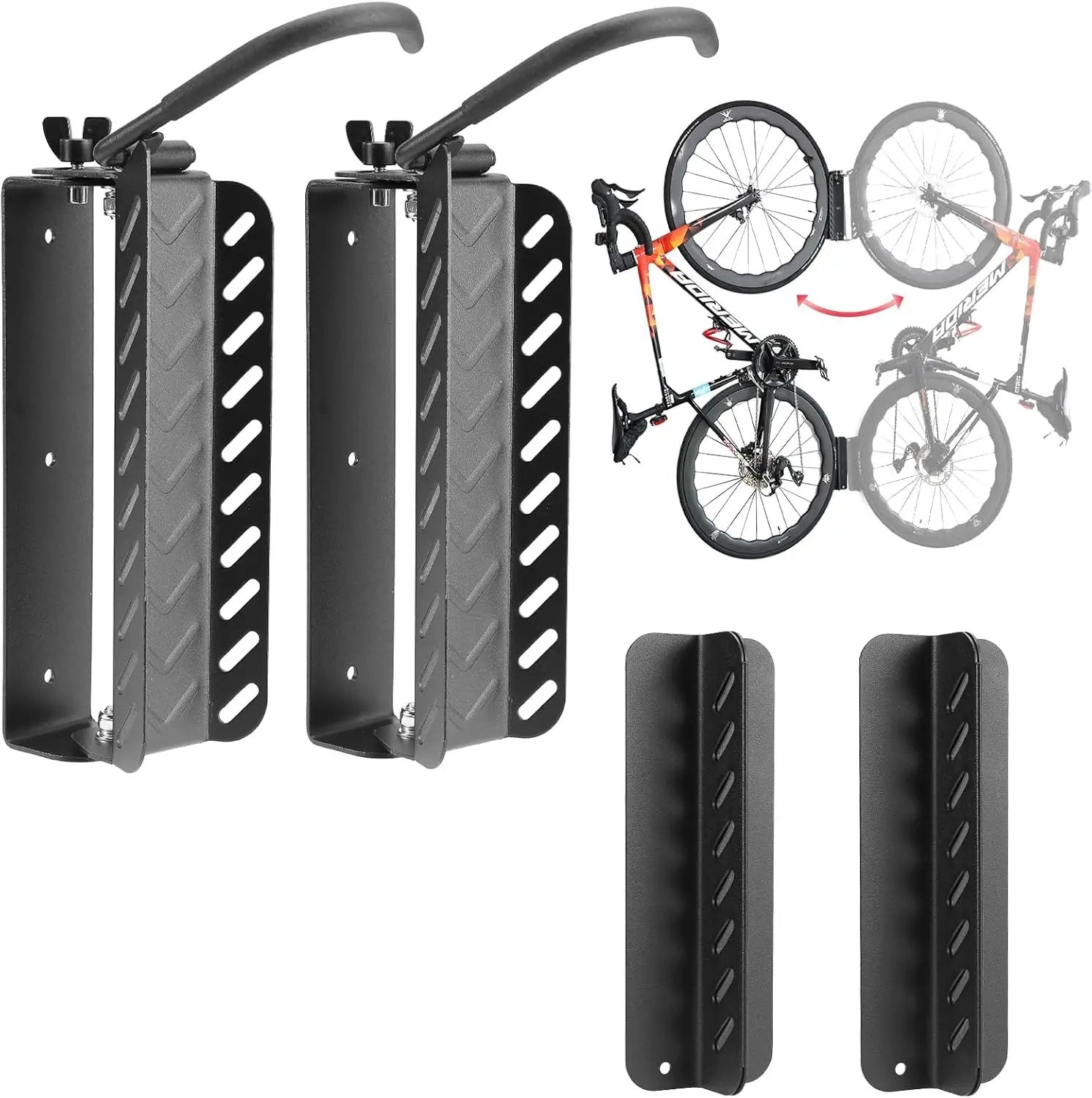 Bike Wall Mount Vertical, Swivel Bike Hangers For Garage, Bike Rack Garage Wall, Bicycle Hooks, Garden Indoor Outdoor Storage, (2Pack) by GreenHaven Gardens