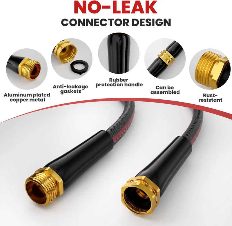 100ft Non-Expanding Garden Hose with 8-Layer Latex Core, Lightweight & Kink-Free, Flexible Heavy Duty Water Hose for Lawn, Yard, Car Washing (3/4" Solid Brass Fittings, Crush-Resistant) by GreenHaven Gardens