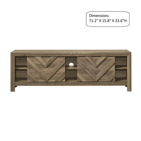 Chevron Patterned Living Room TV Stand - Light Brown, photo 2 of 4