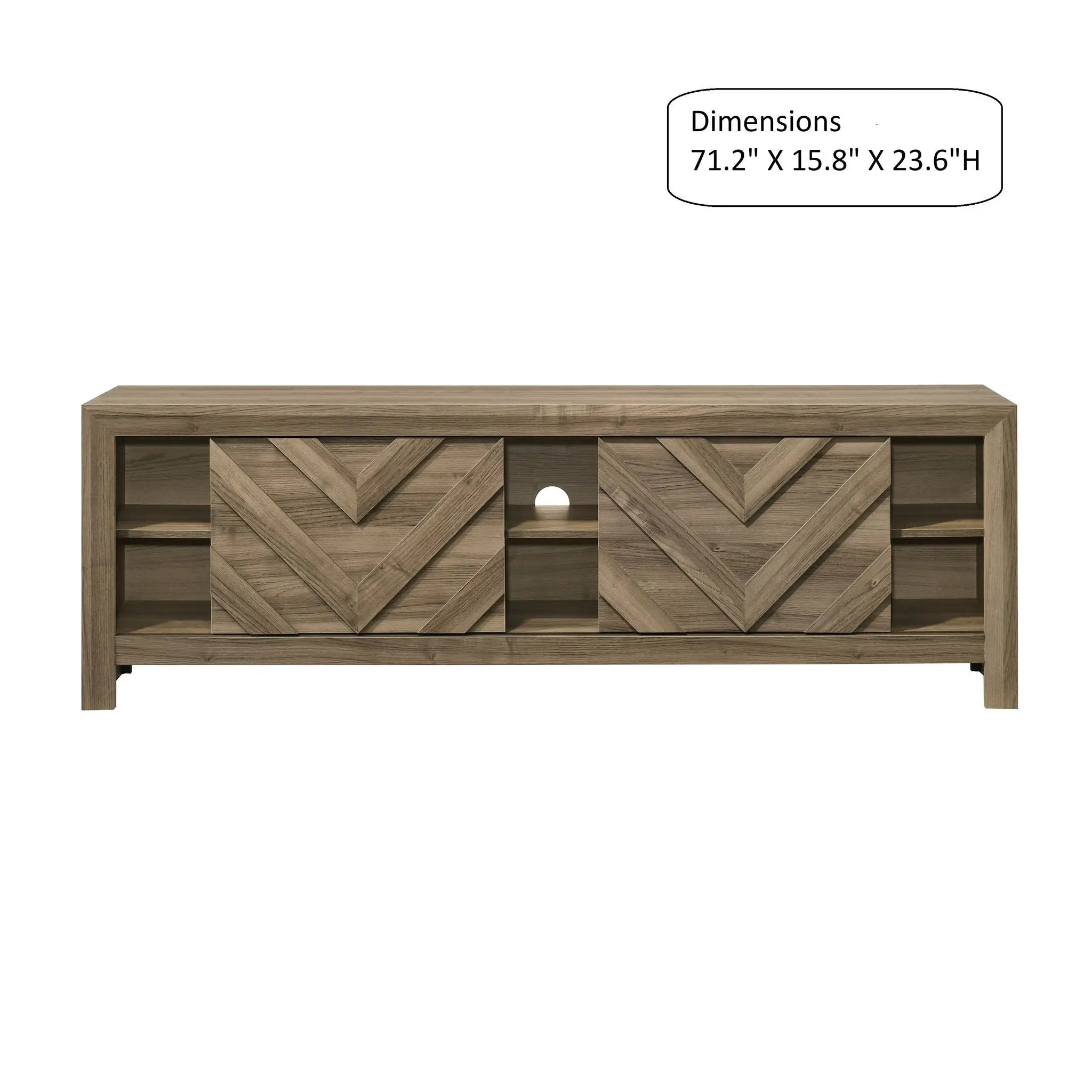 Chevron Patterned Living Room TV Stand - Light Brown by Unique Piece Furniture