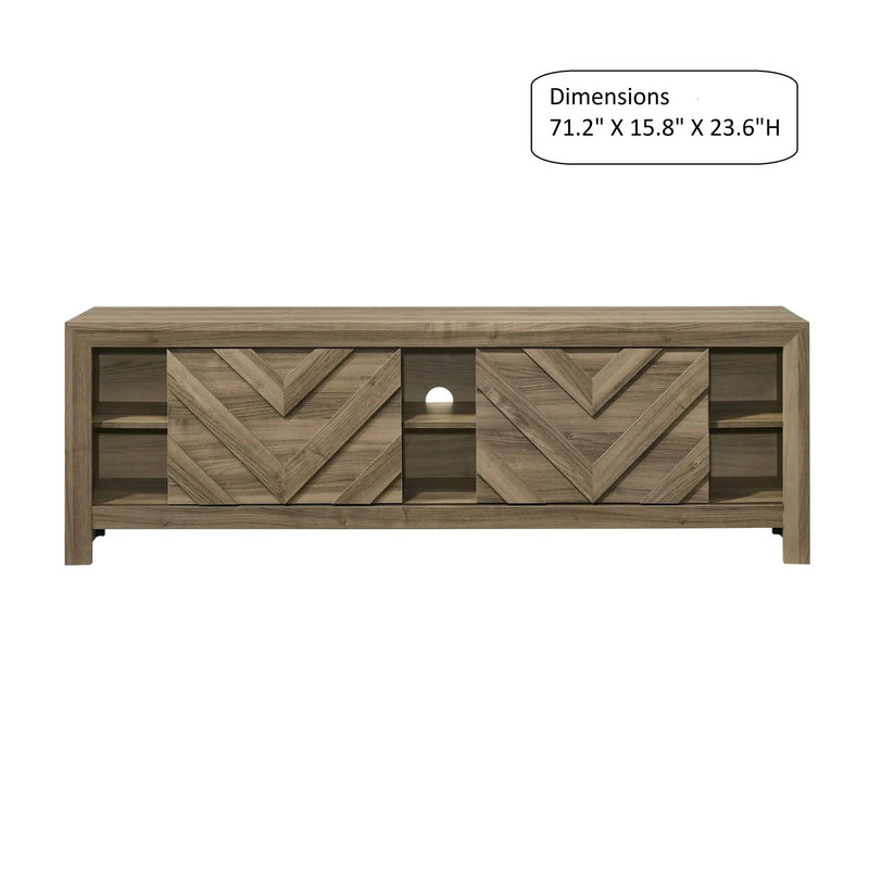 Chevron Patterned Living Room TV Stand - Light Brown by Unique Piece Furniture