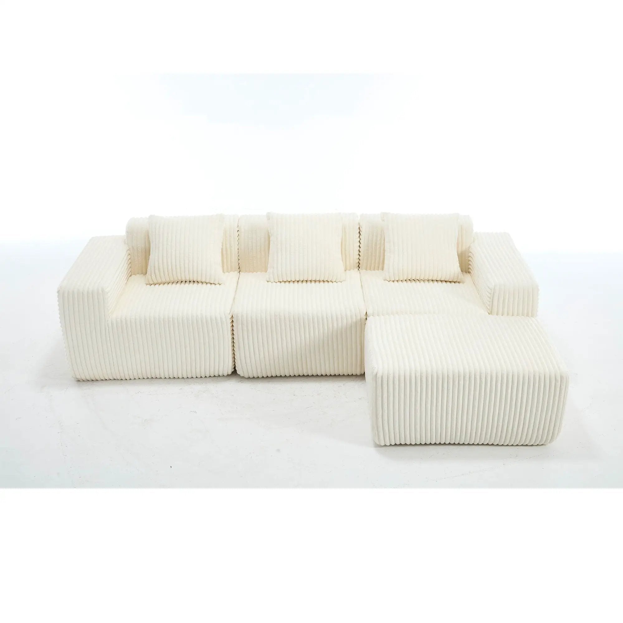L - Shape Modern Minimalist Modular Sectional Sofa, Upholstered Cloud Couch With Deep Seats by Unique Piece Furniture