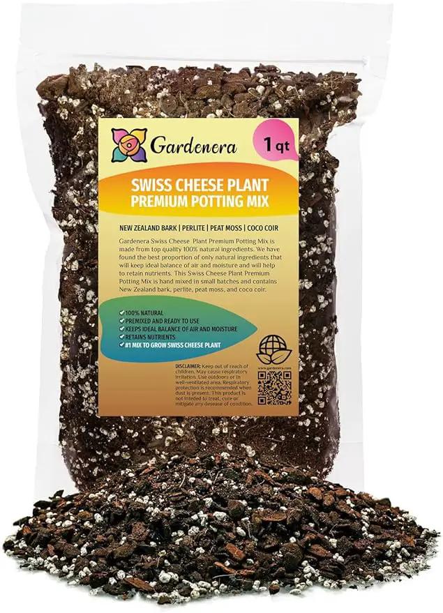 Premium Swiss Cheese Plant Potting Mix - Monstera Deliciosa Blend for Optimal Nutrients and Drainage for Healthy Growth - 1 Quart by GreenHaven Gardens