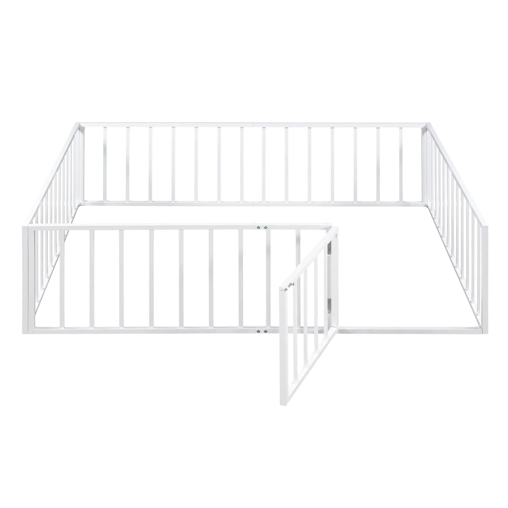 Metal Floor Bed Frame With Fence And Door by HouseOfZazla