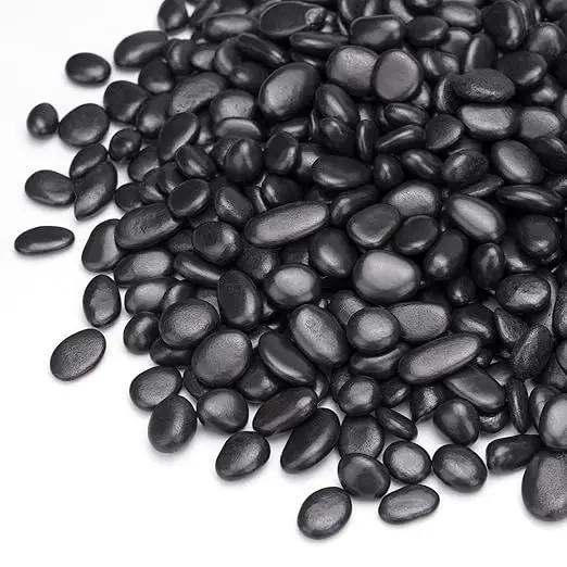 2.5 lbs Black Pebbles for Indoor Plants, Succulent, Bamboo, Vase, 3/8" Plant Rocks for Pots Indoor, Small River Rocks Decorative Pea Gravel, Highly Polished by GreenHaven Gardens