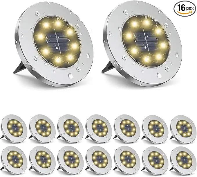 ZGWJ Solar Ground Lights - 16 Pack Waterproof Solar Garden Lights with Warm White Bright In-Ground Landscape Fixtures for Pathway, Yard, Deck, Lawn, Patio, Walkway by GreenHaven Gardens