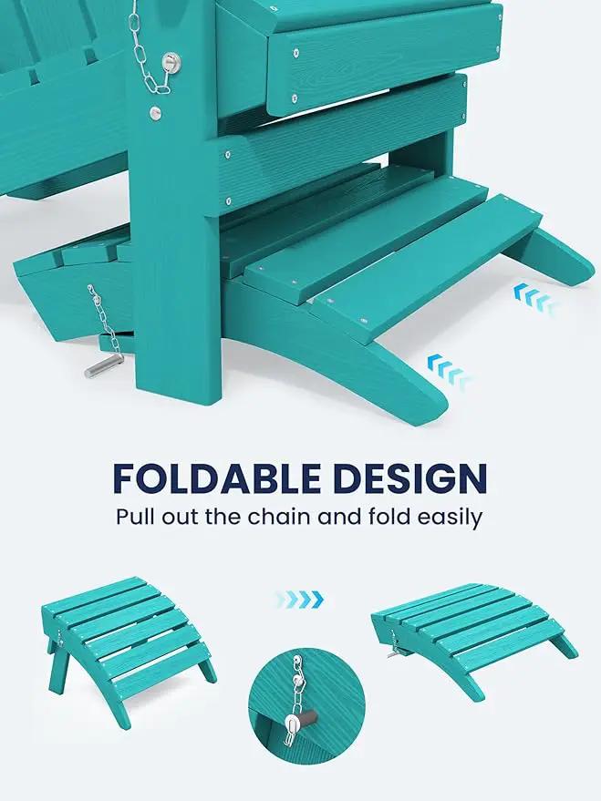 KINGYES Folding Adirondack Ottoman for Adirondack Chair, Aruba by GreenHaven Gardens