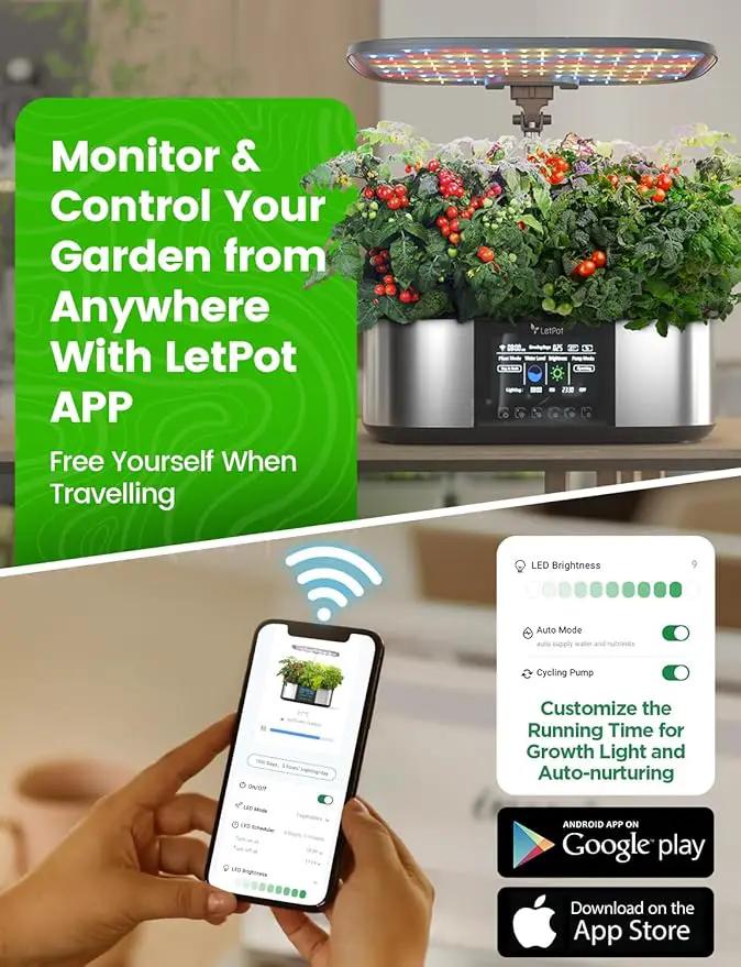 LetPot LPH-Max Hydroponics Growing System Kit, 21 Pods APP & WiFi Automatic Controlled Smart Indoor Garden with 36W LED Grow Light, Auto Drip Irrigation Kits, Self-Managed Nurturing & Watering by GreenHaven Gardens